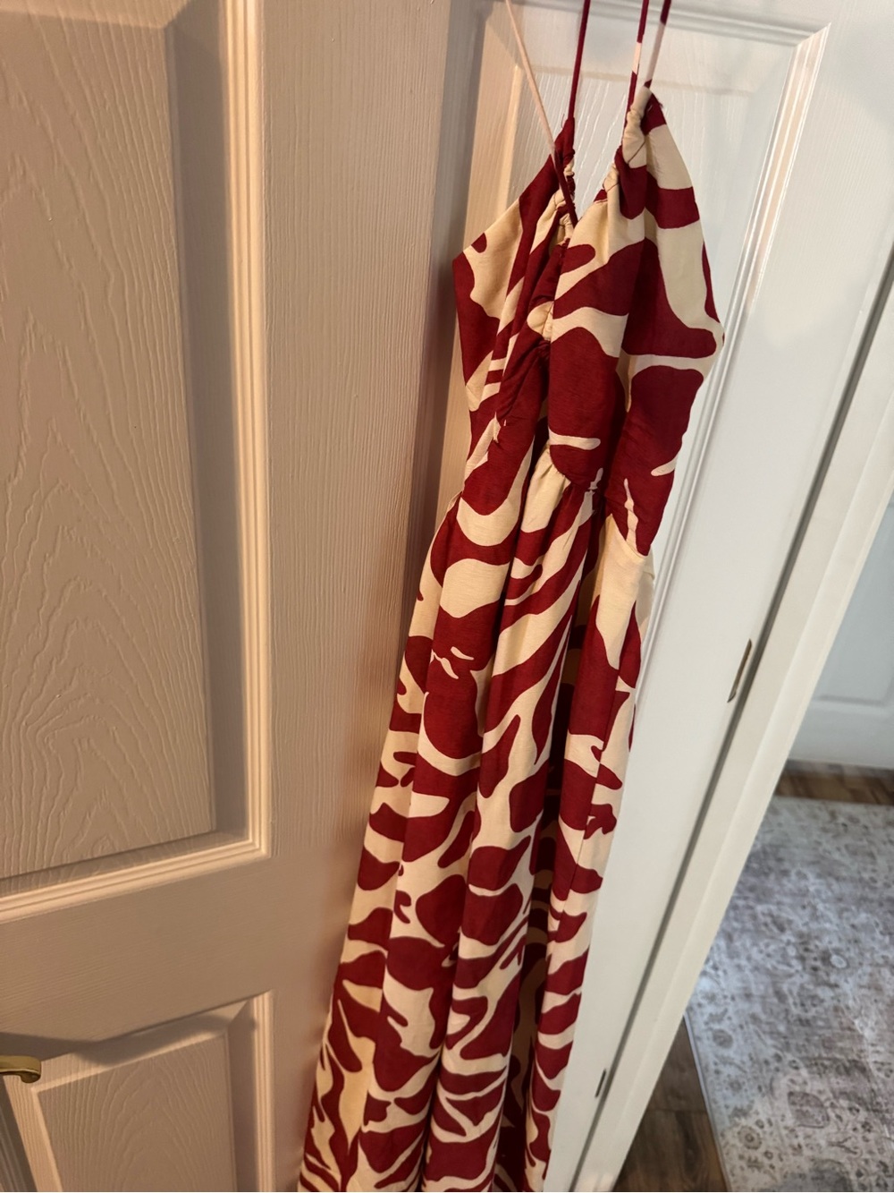 NWT Mango Red and Cream Floral Midi Dress - Picture 4 of 6